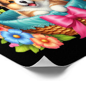 Happy Easter Day Welsh Corgi Dog Lovers Easter Bun ポスター (角)