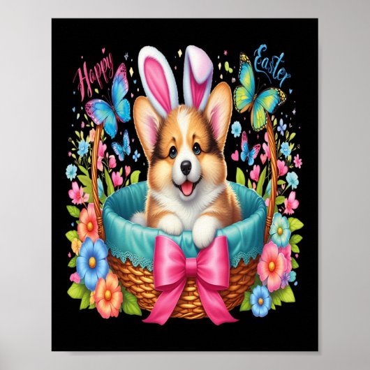 Happy Easter Day Welsh Corgi Dog Lovers Easter Bun ポスター (正面)