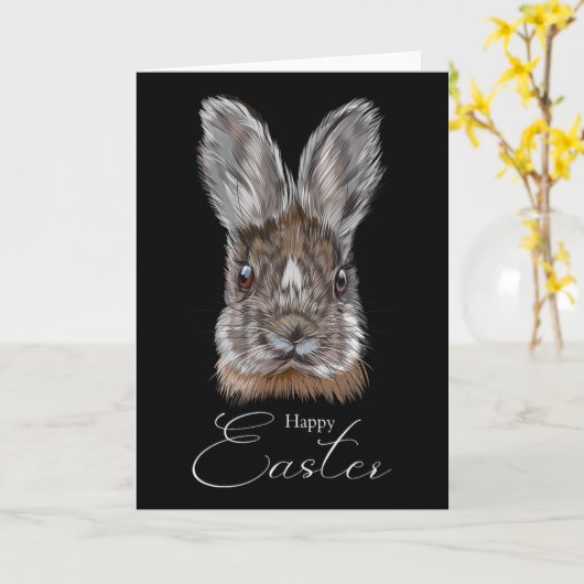 Happy Easter Day With My Bunny Face Realistic Grap カード (黄色い花)