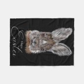 Happy Easter Day With My Bunny Face Realistic Grap フリースブランケット (正面(横))