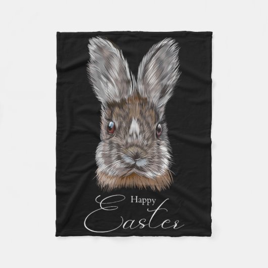 Happy Easter Day With My Bunny Face Realistic Grap フリースブランケット (正面)