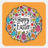 Happy Easter – Decorative Floral - Autocolante スクエアシール (正面)