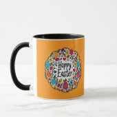 Happy Easter – Decorative Floral Wreath caneca マグカップ (左)