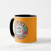 Happy Easter – Decorative Floral Wreath caneca マグカップ (正面左)