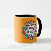 Happy Easter – Decorative Floral Wreath caneca マグカップ (正面右)