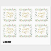 Happy Easter Digital Watercolor with Greenery スクエアシール (シート)