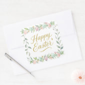 Happy Easter Digital Watercolor with Greenery スクエアシール (封筒)