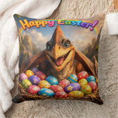 Happy Easter dinosaur Agnes throw pillow クッション (ブランケット)