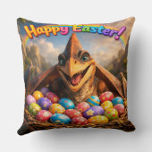 Happy Easter dinosaur Agnes throw pillow クッション (裏面)