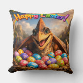 Happy Easter dinosaur Agnes throw pillow クッション (正面)