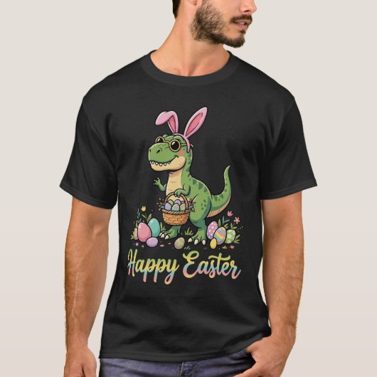 Happy Easter Dinosaur Cute Bunny Dino  Tシャツ (正面)