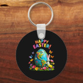 Happy easter earth day 2026 bunny world map easter キーホルダー (正面)