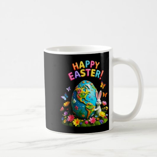 Happy easter earth day 2026 bunny world map easter コーヒーマグカップ (右)