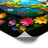 Happy easter earth day 2026 bunny world map easter ポスター (角)