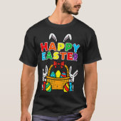 Happy Easter Egg Basket Bunny Ears Tシャツ (正面)