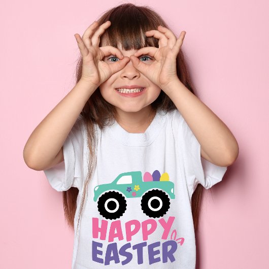 Happy Easter Egg Girly Truck Modern Tシャツ