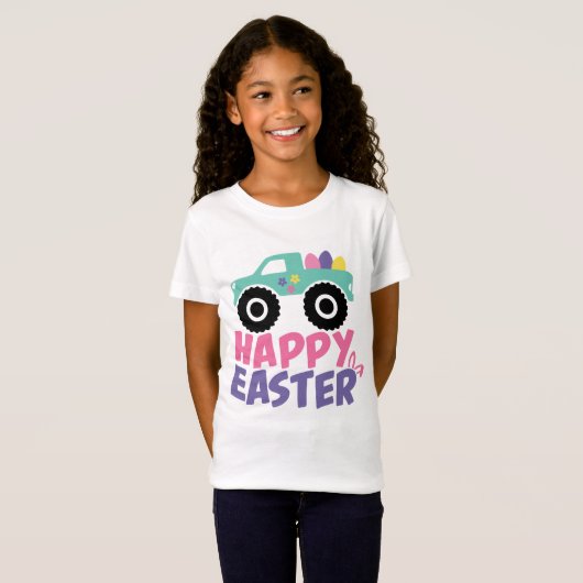 Happy Easter Egg Girly Truck Modern Tシャツ (正面フル)