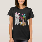 Happy Easter Eggs Bunny Dog Westie Boys Girls Tシャツ (正面)
