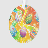 Happy Easter Eggs Festive Pattern オーナメント (正面)