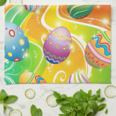 Happy Easter Eggs Festive Pattern キッチンタオル (折り畳み)
