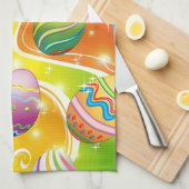 Happy Easter Eggs Festive Pattern キッチンタオル (四つ折り)