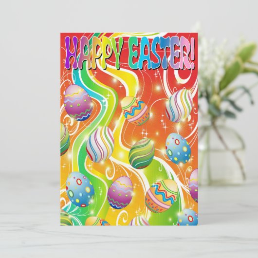 Happy Easter Eggs Festive Pattern シーズンカード (スタンド正面)