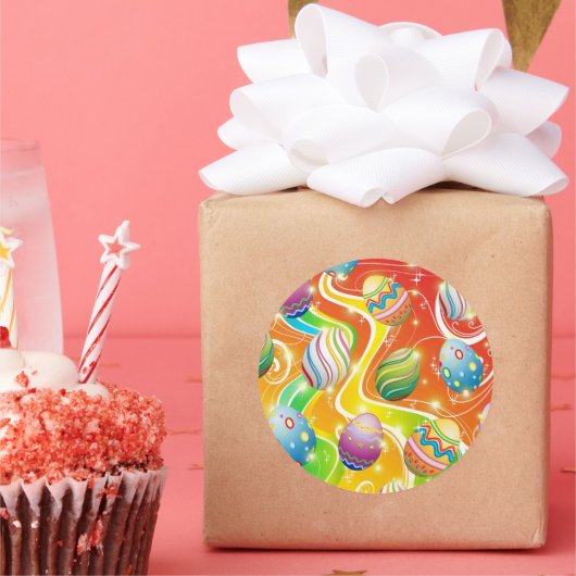 Happy Easter Eggs Festive Pattern ラウンドシール (パーティー)