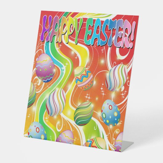 Happy Easter Eggs Festive Pattern 台座サイン (正面)