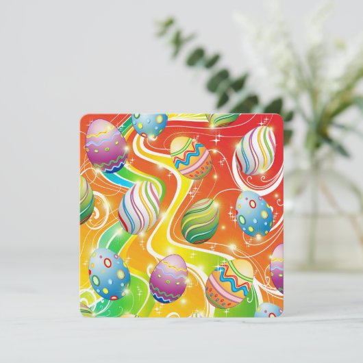Happy Easter Eggs Festive Pattern 招待状 (スタンド正面)