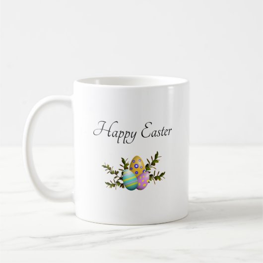 Happy Easter Elegant Decorated Eggs  コーヒーマグカップ (左)