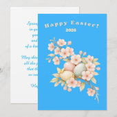 Happy Easter Elegant Floral Cherry Blossom Pastel シーズンカード (正面/裏面)