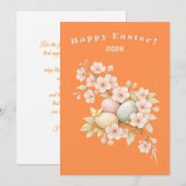 Happy Easter Elegant Floral Cherry Blossom Spring  シーズンカード (正面/裏面)