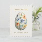 Happy Easter Elegant Floral Egg Personalized シーズンカード (スタンド正面)