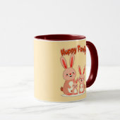 Happy Easter Family – Cute Bunny - caneca マグカップ (正面右)