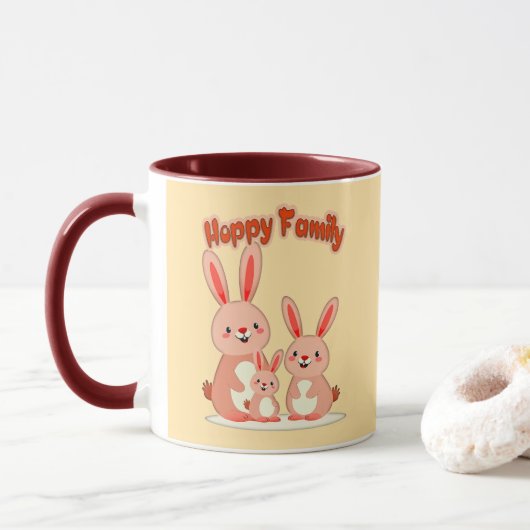 Happy Easter Family – Cute Bunny - caneca マグカップ (ドーナツ)
