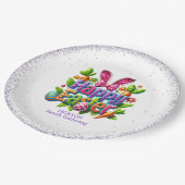 Happy Easter Family Gathering Colorful ペーパープレート (アングル)