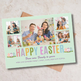 Happy Easter Family Photo Collage Green 招待状