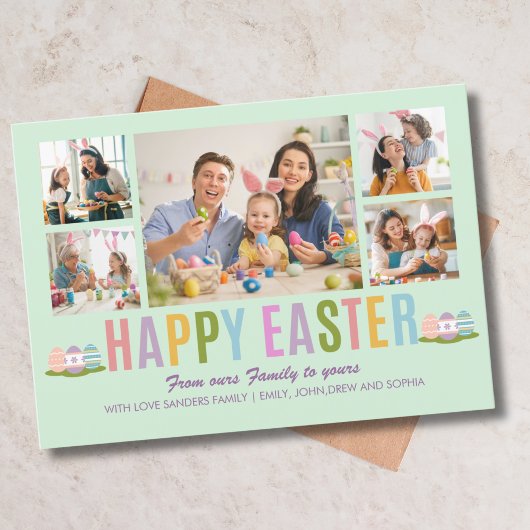 Happy Easter Family Photo Collage Green 招待状