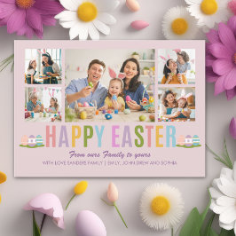 Happy Easter Family Photo Collage Pink 招待状