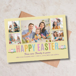 Happy Easter Family Photo Collage Yellow 招待状