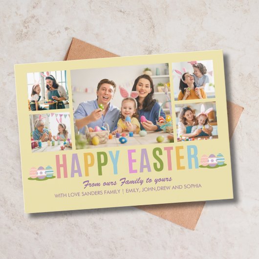 Happy Easter Family Photo Collage Yellow 招待状