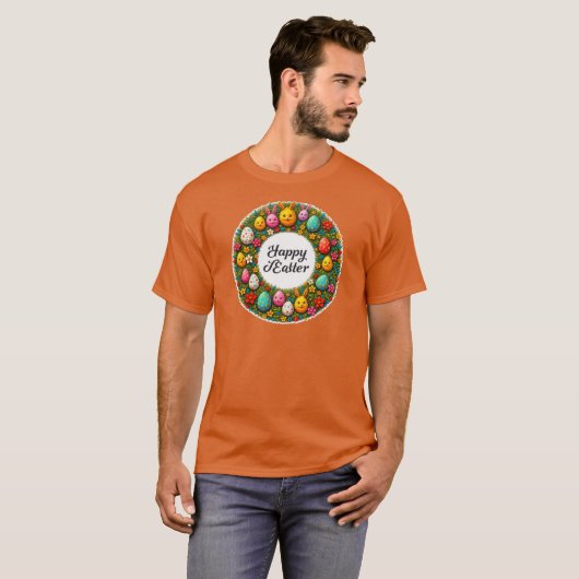 Happy Easter – Festive Egg Wreath camiseta Tシャツ (正面フル)