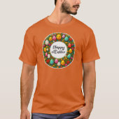 Happy Easter – Festive Egg Wreath camiseta Tシャツ (正面)