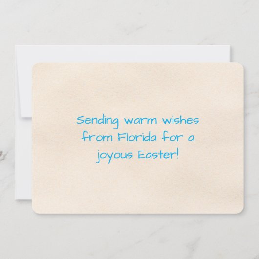 Happy Easter Flamingo Easter Egg Hunt on Beach シーズンカード (裏面)