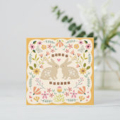Happy Easter Floral Bunny Card – Cute Spring Easte シーズンカード (スタンド正面)