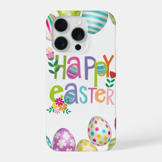 Happy Easter Floral Egg Pattern Phone Case iPhoneケース (裏面)