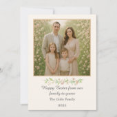 Happy Easter Floral Family Photo Flat Holiday Card シーズンカード (正面)