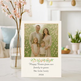 Happy Easter Floral Family Photo Flat Holiday Card シーズンカード