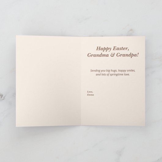 Happy Easter Floral Greeting Card with Chicken カード (内部)