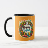 Happy Easter – Floral Spring Wreath caneca マグカップ (左)
